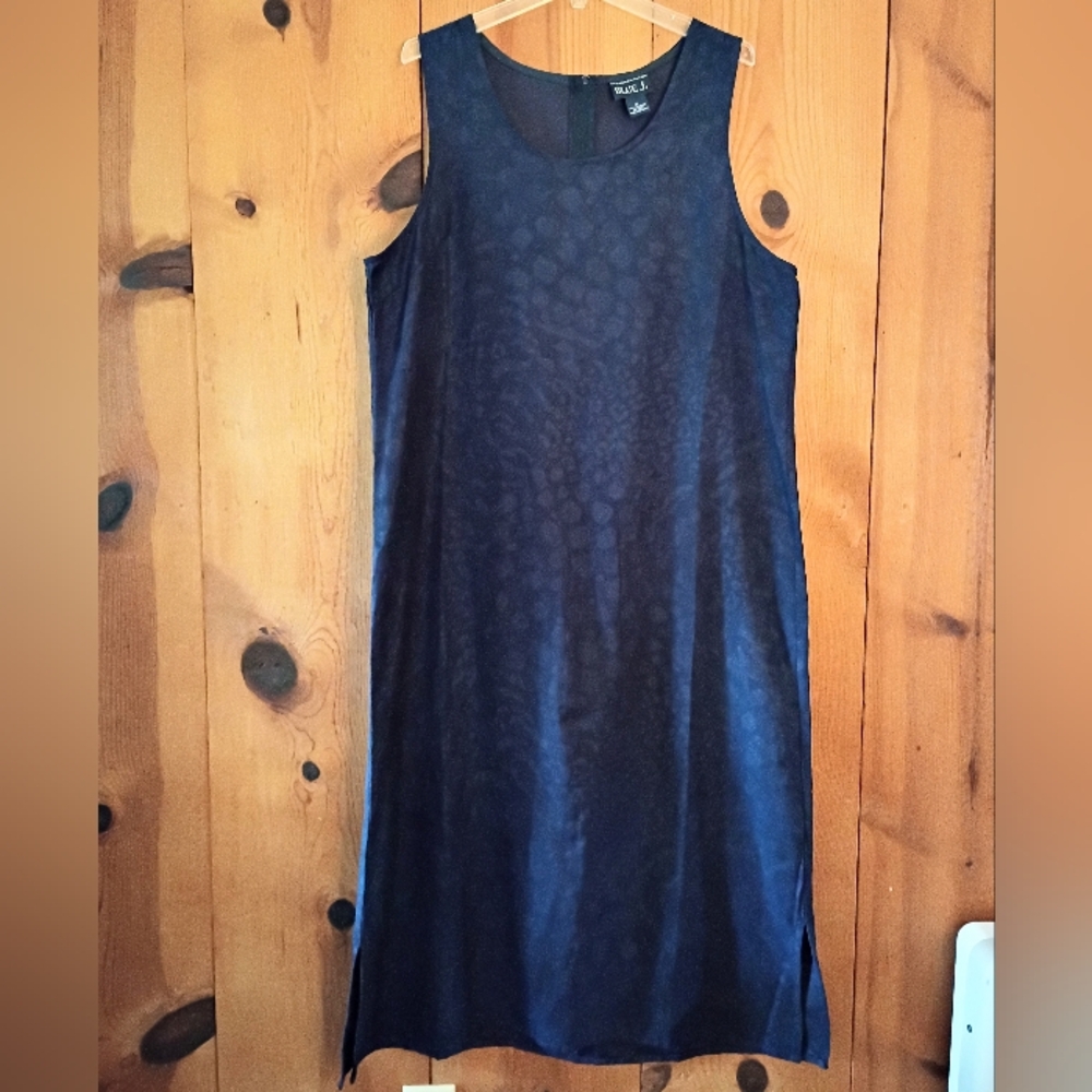 Blue J.  Sleeveless A-Line Microsuede Midi Dress Denim Look NWOT